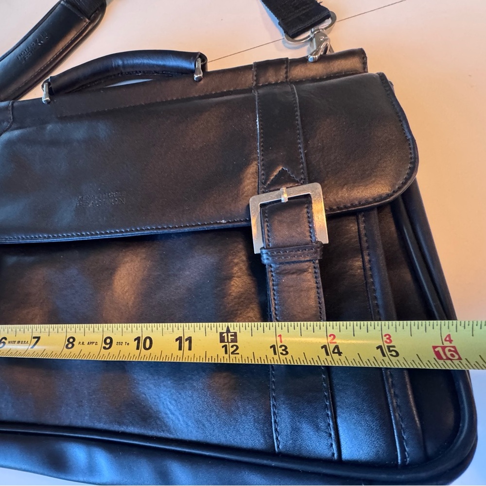 High End Kenneth Cole Reaction Men's Black Leather Briefcase Laptop Bag MINTY - Picture 15 of 16